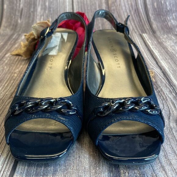 KAREN SCOTT Amber Navy Blue Slingbacks 7.5M - Picture 11 of 11